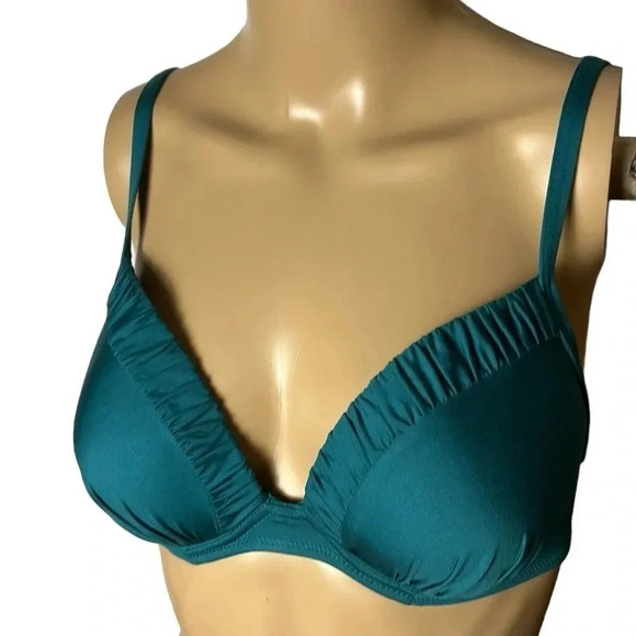 Watercult  NWT swim top,women 36D NWT , turquoise,wire,shirred,resortwear,beach - Picture 3 of 9